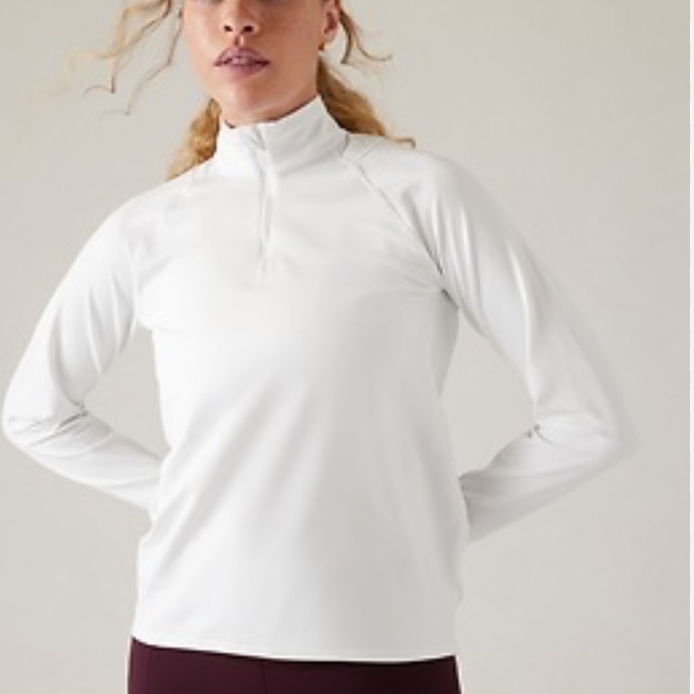 Athleta White Long-Sleeve Quarter-Zip Pullover